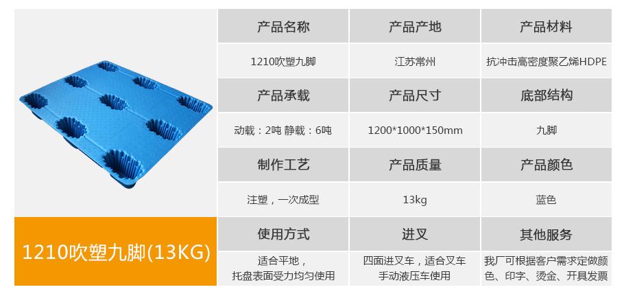 軒盛塑業1210九腳吹塑托盤13kg