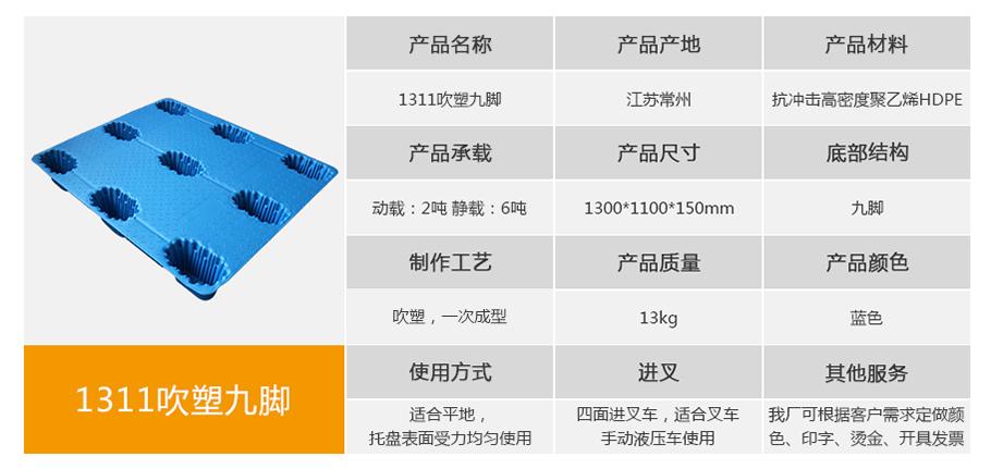 軒盛塑業1311九腳吹塑托盤